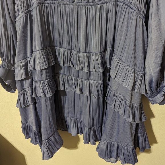Anthropologie Blue Ruffled Mini Dress - Picture 8 of 13
